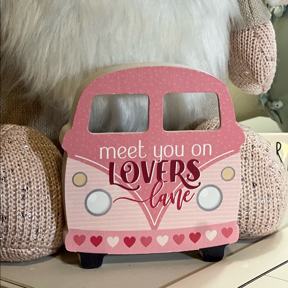 Meet You on Lovers Lane VW Bus Wood Block Decor